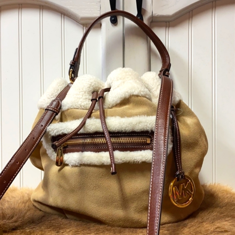 Michael Kors Benbrook Shearling and Suede Bag EUC